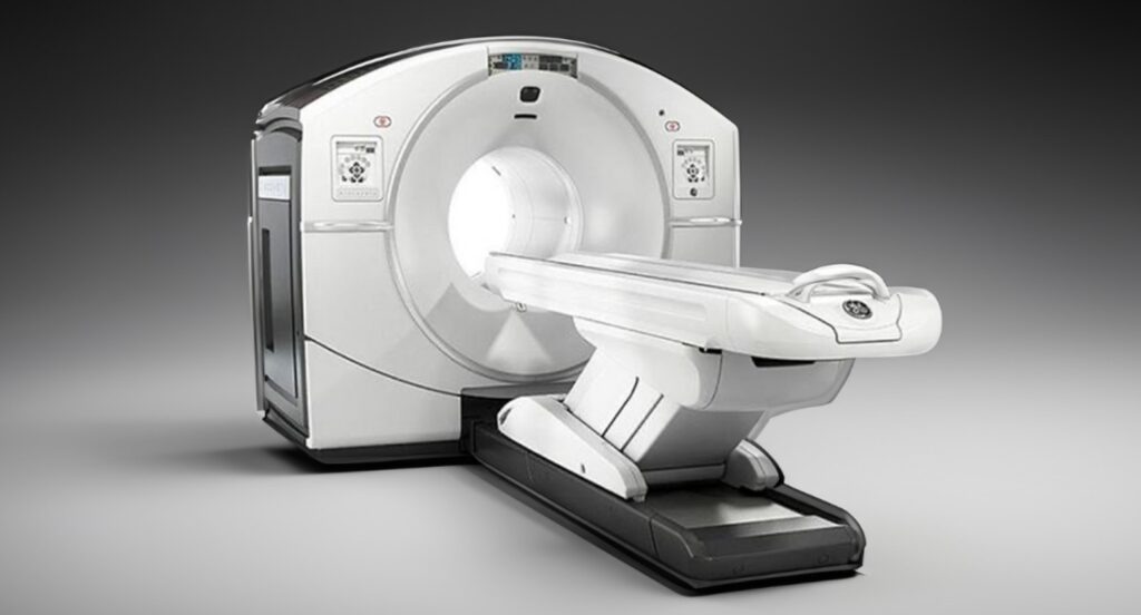 Modern medical PET-CT scanner machine used for advanced PSMA Scan procedures in targeted prostate cancer diagnosis.